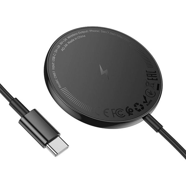 Caricabatterie Wireless Hoco 2A 15W Compatibile Con Magsafe Con Display Digitale CW61 Nero-image