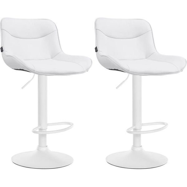 Set Di 2 Sgabelli Da Bar - Sgabello - Comfort Ergonomico, Regolabile In Altezza | Colore: Bianco | Colore Base: Bianco-image