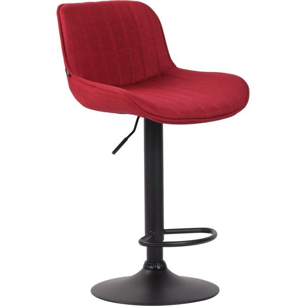 Elegante Sgabello Da Bar - Sgabello Alto - Altezza Regolabile, Tessuto Di Facile Manutenzione | Colore: Rosso | Colore Base: Nero-image