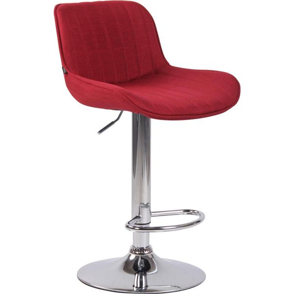 Elegante Sgabello Da Bar - Sgabello Alto - Altezza Regolabile, Tessuto Di Facile Manutenzione | Colore: Rosso | Colore Base: Cromo-image