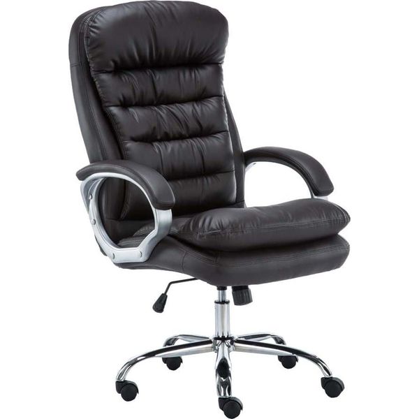 Sedia Da Ufficio Xxl - Sedia Da Ufficio Confortevole, Design Ergonomico E Pelle Artificiale Di Alta Qualità. Colore: Marrone-image