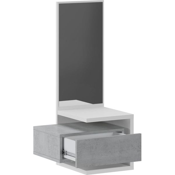 Dmora Mobile Da Ingresso Tesero 43X32X90H Cm Bianco, Specchio Incluso Un Cassetto-image