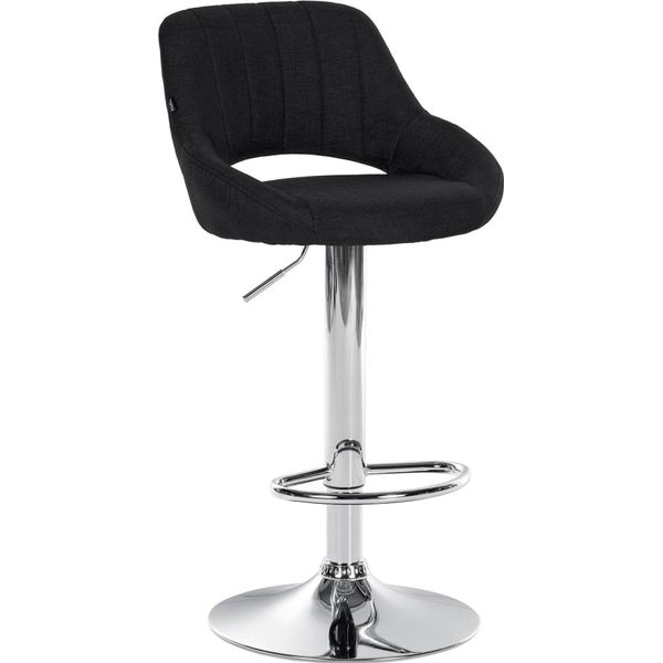 Sgabello Moderno - Sgabello - Altezza Regolabile, Girevole A 360° E Rivestimento In Tessuto | Colore: Nero | Colore Base: Cromo-image