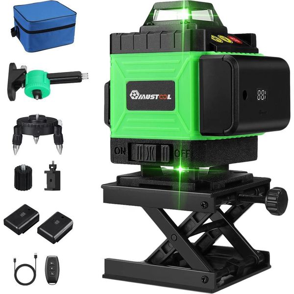 Laser A Linee Incrociate - 4D 16 Linee - Autolivellante - IP54 - Touchscreen - Batteria 4000 Mah - Spina Ue - Verde-image