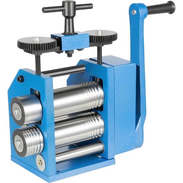 Laminatoio Per Gioielli - Laminatoio Manuale 3 In 1 - Lunghezza Rulli 72 Mm - Rapporto Di Trasmissione 3:1 - Manovella 28 Cm - Rulli In 40Cr, Ghisa - 18,6 Kg-image