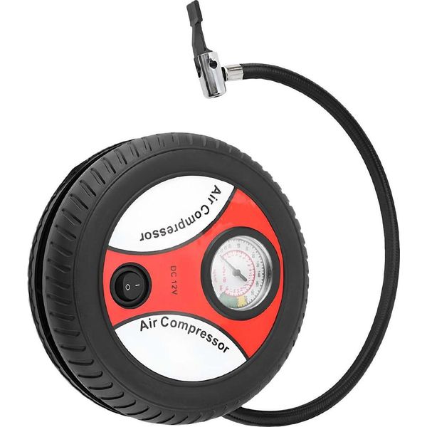 Avizar, Mini Pompa Ad Aria 12 V 20 W Con Manometro Analogico Per Biciclette, Nera-image