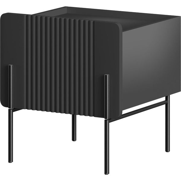 Comodino Malmi Con Cassetto – Nero Opaco, Gambe In Metallo | Colore: Nero Opaco | Dimensioni: 45X47X42 Cm-image