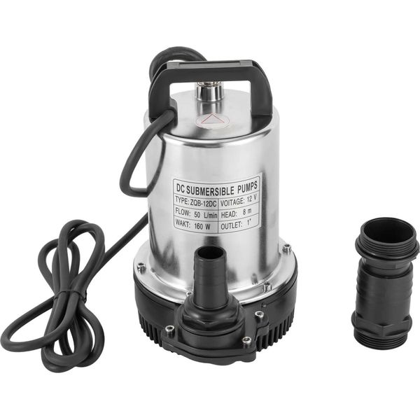 Pompa Sommersa - Cc 12 V 160 W - 3000 Giri/Min - Pompa Per Acque Sporche - Irrigazione Agricola, Pompaggio Di Acque Sotterranee - Argento-image