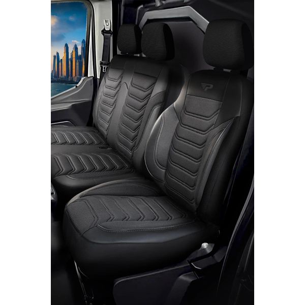 Rivestimenti Sedili Volkswagen Transporter 2003 - 2015 – Florida Nero/Grigio – Vestibilità Perfetta (Sedile/Panca)-image