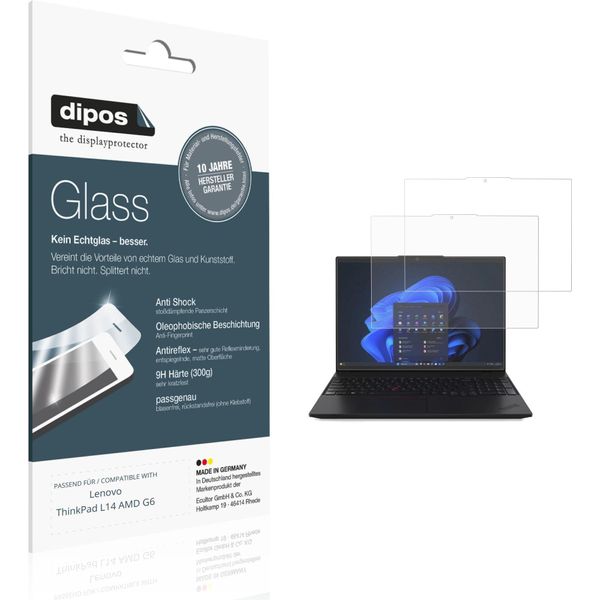 2X Pellicola Protettiva Per Lenovo Thinkpad L14 Amd G6 Protezione Opaco Vetro Flessibile 9H Dipos-image