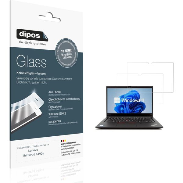 2X Pellicola Protettiva Per Lenovo Thinkpad T490S Protezione Vetro Flessibile 9H Dipos-image