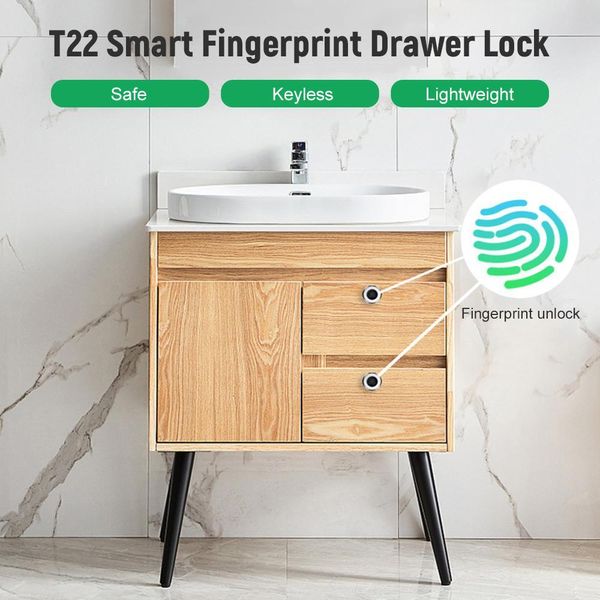 T22 Serratura Intelligente Con Impronta Digitale, Cassetto Elettronico, Armadio Biometrico Senza Chiave, Ricaricabile Tramite Usb, Per L'ufficio Domestico-image