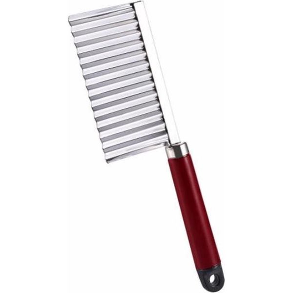 Jumada's - Tagliapatate | Coltello Seghettato | Coltello Per Patatine Fritte | Coltello Per Patate | Lama Ondulata | Pelapatate | Acciaio Inossidabile | Taglio Ondulato | 22 Cm-image