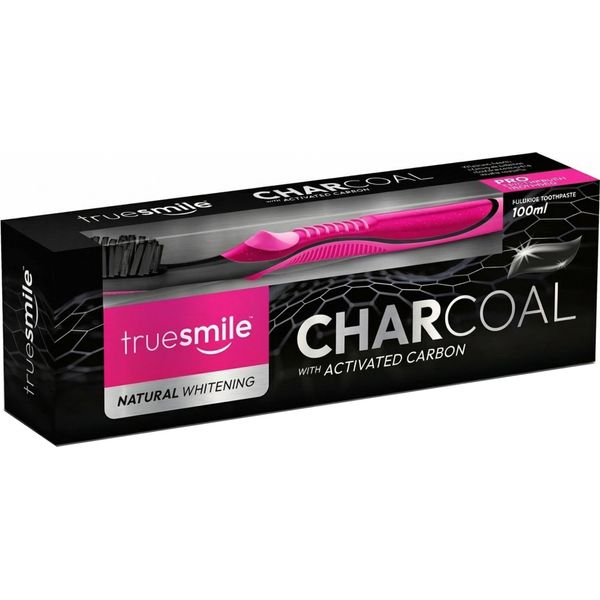 Truesmile | Dentifricio - Sbiancante Naturale - 100 Ml - Menta - Senza Fluoro - Con Carbone Attivo - Spazzolino Incluso Nel Set-image