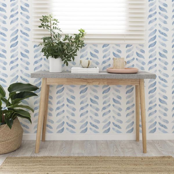 Carta Da Parati Adesiva In Vinile Herringbone Azzurro 50X300 Cm-image