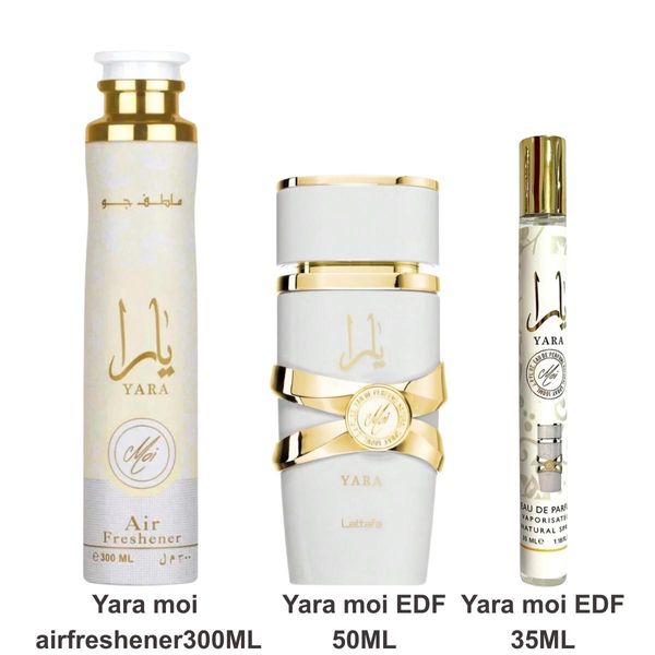 Set Yara Moi 3 Pezzi: Yara Moi 50 Ml Eau De Parfum + Lattafa Yara Moi 300 Ml Air Freshner + Aprizo Yara Moi 35 Ml Eau De Parfum-image