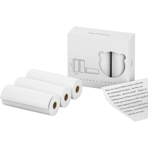 Rotolo Di Carta Termica Peripage Per Appunti, 77 X 30 Mm, Senza Bpa, Non Adesivo, Impermeabile, Resistente All'olio, Resistente Allo Sfregamento, Per A9/A9S/A9 Pro/A9/A9S Mini Poc-image