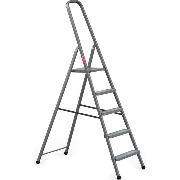 Edilizia | Scala In Acciaio - 5 Gradini - Grigio - Altezza Di Lavoro 3 M - Peso 6,1 Kg-image