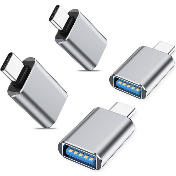 Inf Adattatore USB-C A Usb 3.0 - Trasferimento Dati Ad Alta Velocità, Confezione Da 4 D'argento-image