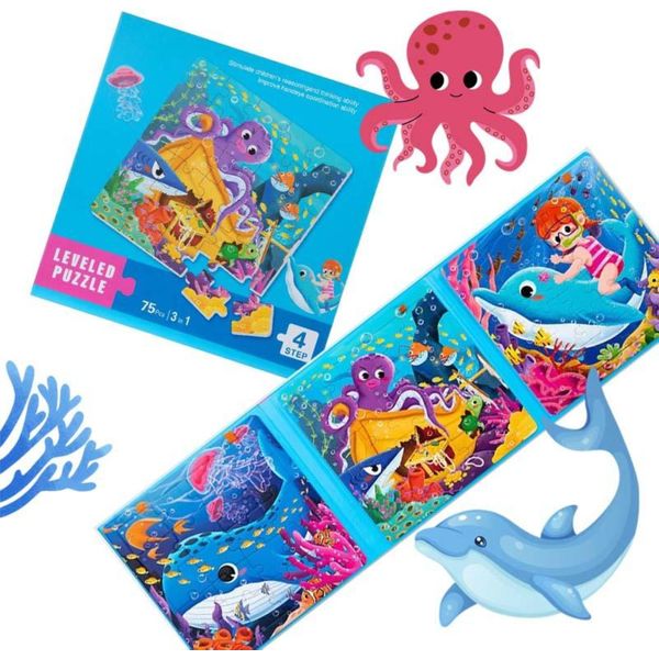 Habarri | Puzzle Magnetici - Veicoli Da Costruzione - Motivo Marino - Livello 4 - Puzzle Magnetici Da 3 Anni - Gioco Magnetico - Gioco Di Viaggio-image