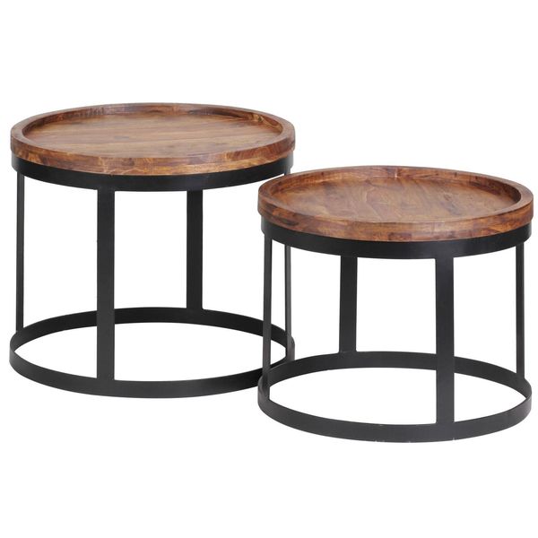Wohnling WL1.550 Beistelltisch Akola (2Er Set) Massiv-Holz Sheesham 53 Cm X 53 Cm X 45 Cm-image