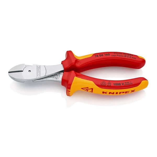 Knipex 74 06 160 Kraft-Seitenschneider Isoliert Mit Mehrkomponenten-HüLlen, Vde-GeprüFt Verchromt 160 Mm)-image