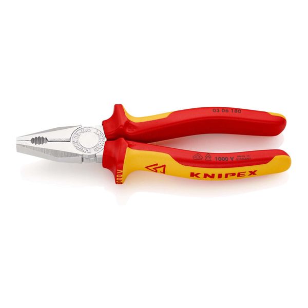 Knipex 03 06 180 Kombizange Isoliert Mit Mehrkomponenten-HüLlen, Vde-GeprüFt Verchromt 180 Mm)-image