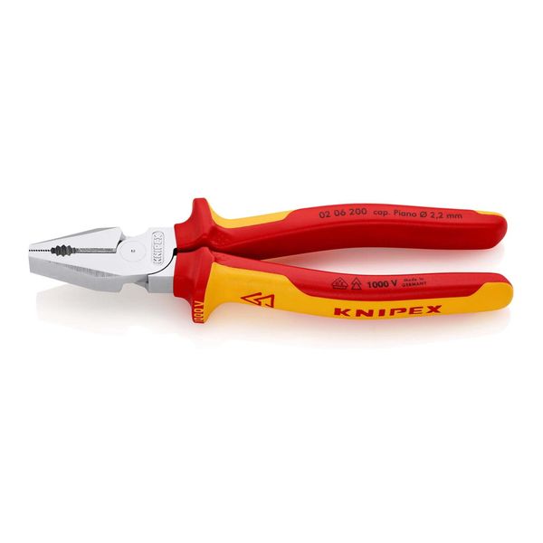 Knipex 02 06 200 Kraft-Kombizange Isoliert Mit Mehrkomponenten-HüLlen, Vde-GeprüFt Verchromt 200 Mm)-image