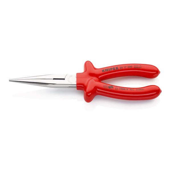 Knipex 26 17 200 Flachrundzange Mit Schneide (Storchschnabelzange) Tauchisoliert, Vde-GeprüFt Verchromt 200 Mm)-image