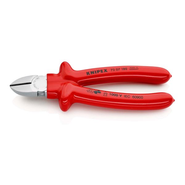 Knipex 70 07 180 Seitenschneider Tauchisoliert, Vde-GeprüFt Verchromt 180 Mm)-image