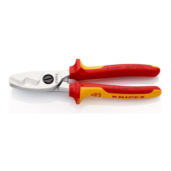 Knipex 95 16 200 Kabelschere Mit Doppelschneide FüR Cu- Und Al-Kabel Bis D=20 Mm Verchromt VDE L200Mm)-image