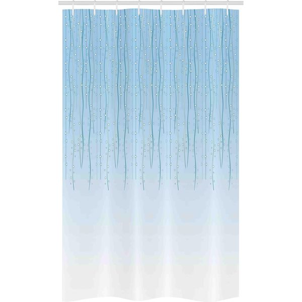 Abakuhaus Tenda Da Doccia Stretta Con Motivi Floreali, Stile Retrò Vintage, Set Decorativo Per Bagno In Tessuto Con Ganci, 120 X 180 Cm, Azzurro Cielo-image