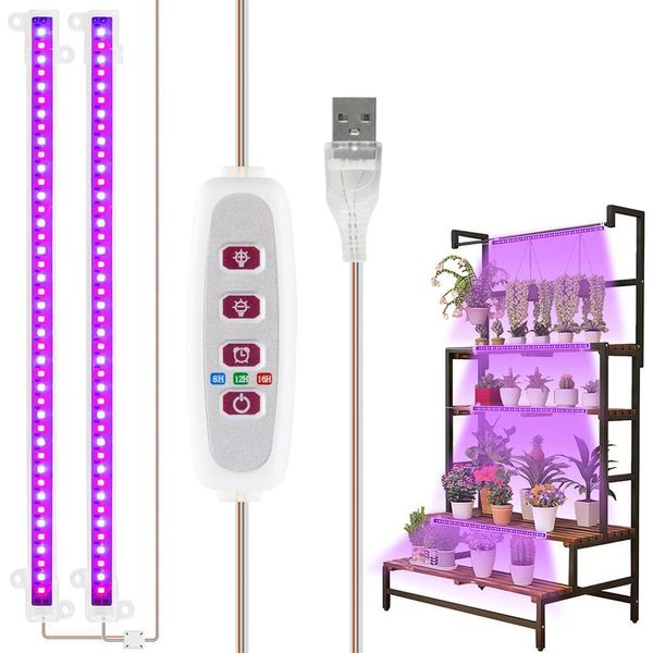 50CM 144 Led Lampada Per Piante Da Interno Luce Rossa Blu Luce Pianta Crescere Lampada Con Timer E 5 Livelli Di Luminosità 200LM Usb Crescere Striscia Di Luce-image