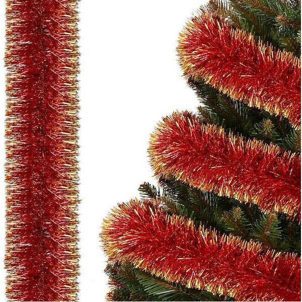 Springos Ghirlanda Per L'albero Di Natale Bicolore Rosso-Oro 10 Cm X 6 M Ghirlanda Artificiale Albero Boa Ghirlanda Natalizia Decorazione Natalizia Scala Cornice Finestra-image