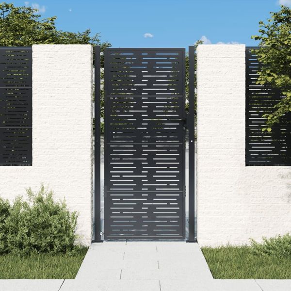 Vidaxl Cancello Da Giardino Antracite 105X205 Cm In Acciaio Design Quadrato-image