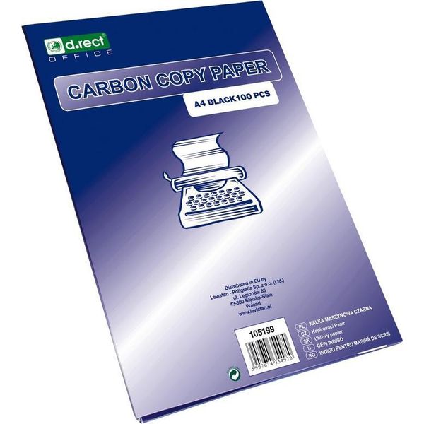 D.Rect Carta Carbone Per Macchina Da Scrivere, Din A4, Carta Autocopiante, Carta Carbonio, Nero, 100 Fogli-image