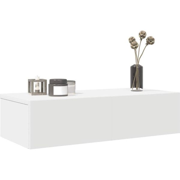Maison Exclusive - Mensola A Muro Con Cassetti Bianco 60X26,5X15 Cm Materiale Ligneo-image