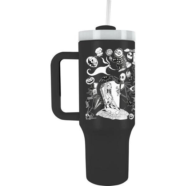 Nightmare Before Christmas - Tazza Da Viaggio, 1L PM10990 (Taglia Unica) (Nero/Bianco)-image