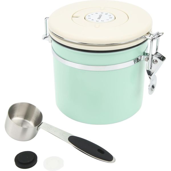 Barattolo Per Caffè Verde Menta Per Alimenti In Acciaio Inox Contenitore Ermetico Per Caffè Con Misurino Data Wheel Per Noci Di Tè 1,2L-image
