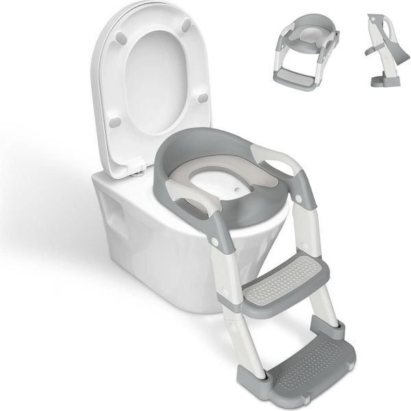Jayseuw Trainer Wc Baby Sedile Del Water Regolabile In Altezza Con Gradini Vasino Per Bambini Sedile Del Water Vasino Per L'apprendimento Con Maniglie, Pieghevole Vasino Per L'apprendimento-image