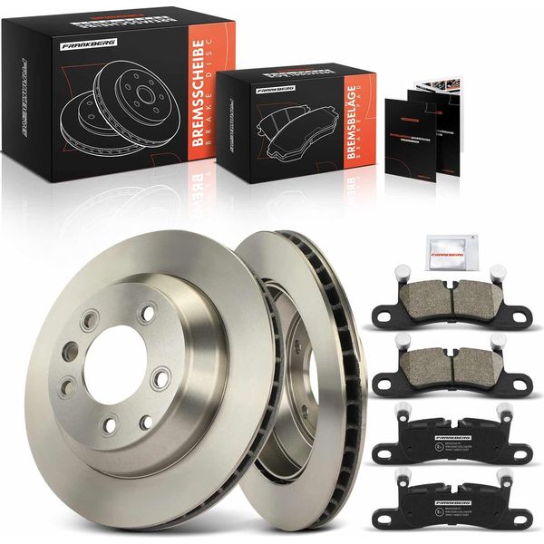 Frankberg 2X Dischi Freno 4X Pastiglie Freno Asse Posteriore Per Vw Touareg 7P5 7P6 3.0L 3.6L 4.1L 4.2L 2010-2018-image
