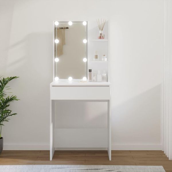 The Living Store Comodino Con Led Bianco 60X40X140 Cm-image