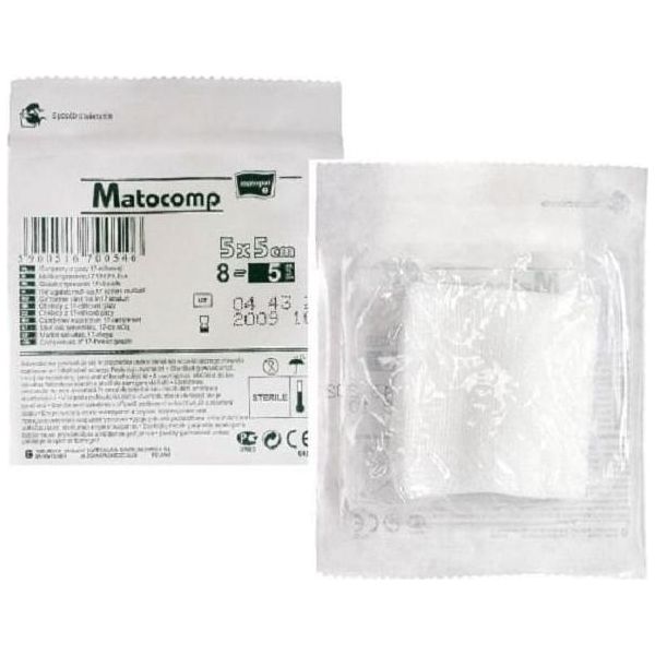 Compressa Sterile 5X5 In Garza, 8 Strati, 13 Fili, Matocomp, 3 Pezzi In Confezione Blister-image