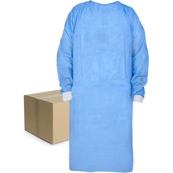 Camice Medico Impermeabile Xl, Blu, Con Polsini, Laminato, Con Lacci (30 G), 10 Pezzi-image