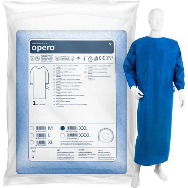 Camice Chirurgico Sterile Xxl Con Polsini, Con Nastri Da Legare (Tessuto Non Tessuto Smmms 35 G) 1 Pezzo.-image