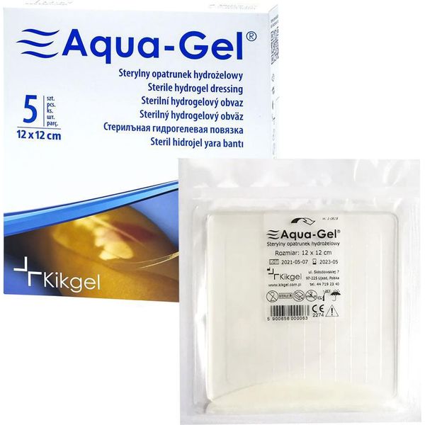 Medicazione Sterile In Gel Idrogel Aqua 12 Cm X 12 Cm Per Il Trattamento Di Ferite E Ustioni, 5 Pezzi-image