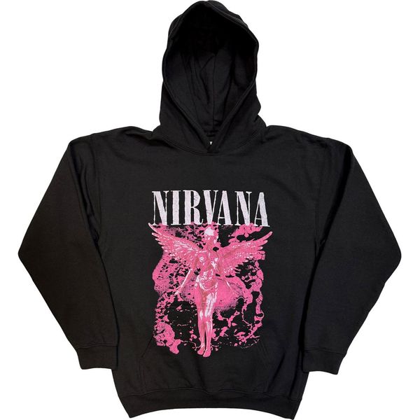 Nirvana - Felpa Con Cappuccio "Angel Red"" Per Uomo/Donna Unisex RO15438 (M) (Nero)"-image