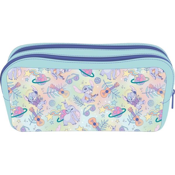 Lilo & Stitch - Astuccio Per Penne Planeten, Pu, Doppia Cerniera PM13113 (8 Cm X 10 Cm X 22 Cm) (Blu/Viola/Giallo)-image