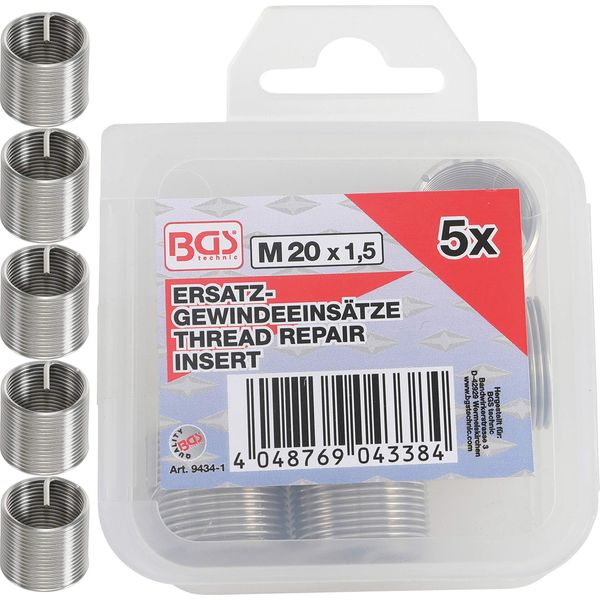 Bgs Inserti Filettati Di Ricambio M20 X 1,5 Mm 5 Pezzi - 9434-1-image