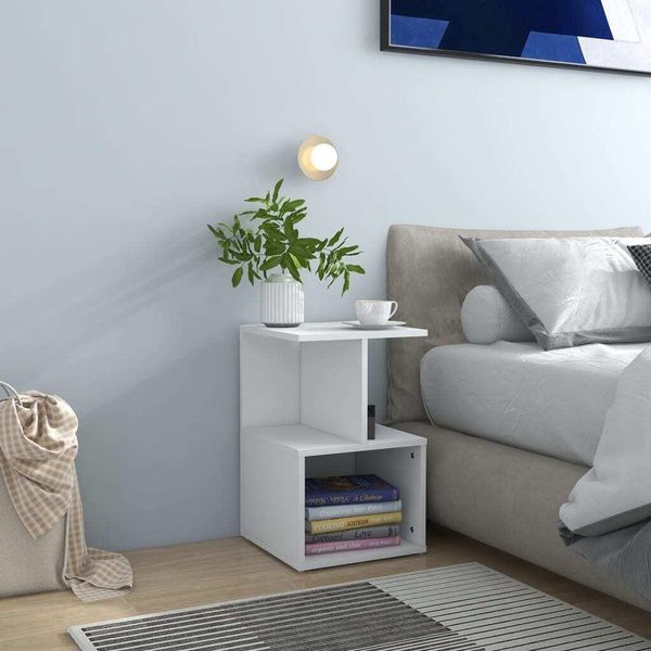 The Living Store Comodini 2 Pz. Bianco 35X35X55 Cm Materiale A Base Di Legno-image